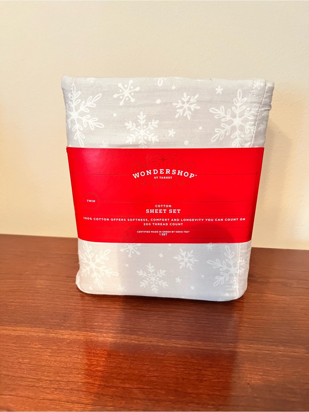 Wondershop Twin Christmas Snowflake Holiday 100% Cotton Sheet Set 200 Thread